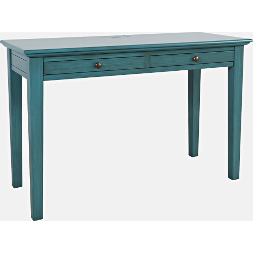 Craftsman 2 Drawer USB Charging Desk in Distressed Blue Wood